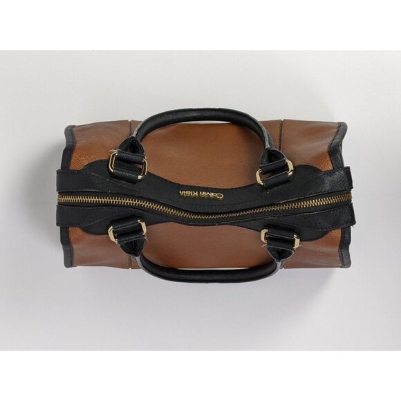 Calvin Klein Black & Tan Shoulder Bag Handbag Purse Satchel 12" - Picture 6 of 12